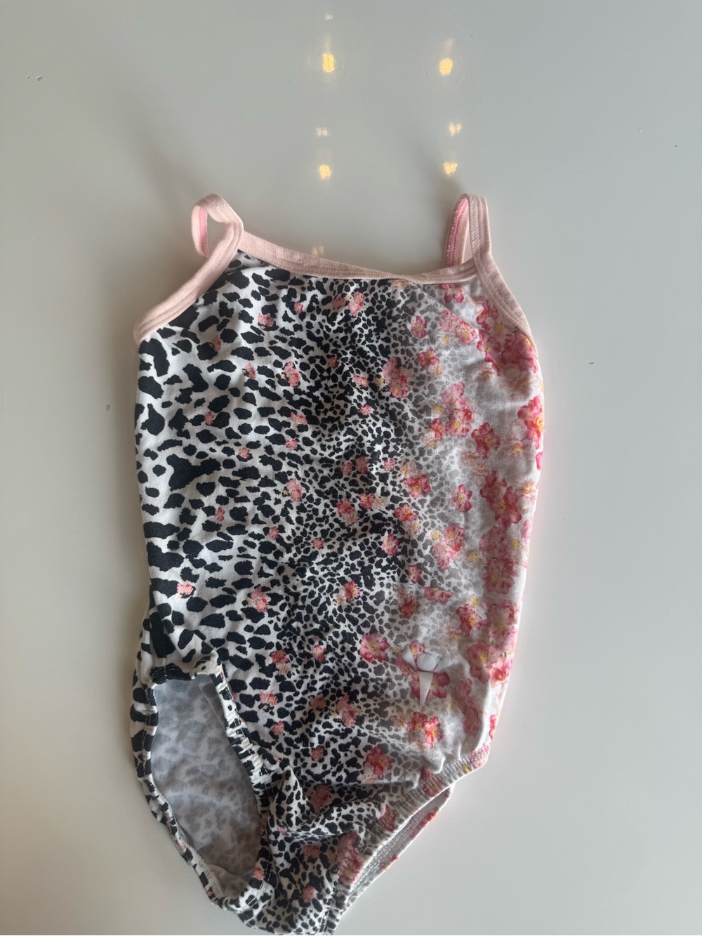 Girls' Pink Leopard & Floral Print Leotard